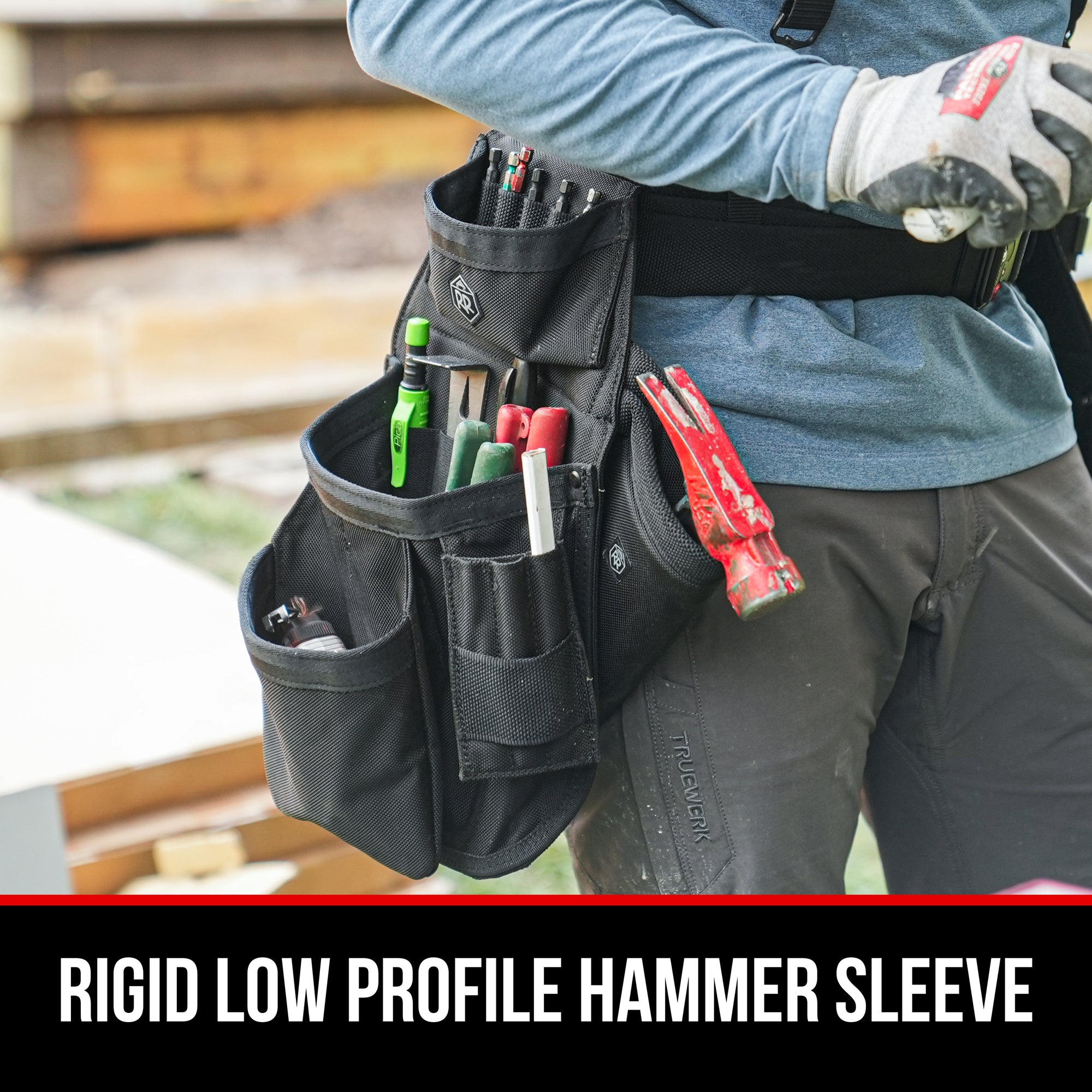 RR Buildings Tool Belt Dominant Pouch with Hammer Holster, Black