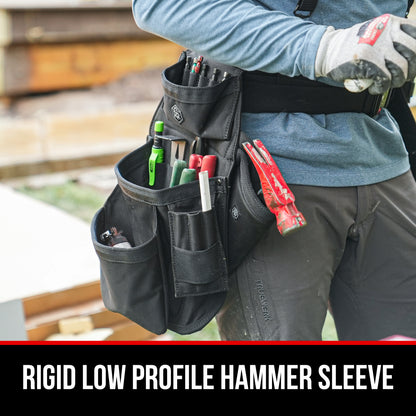 RR Buildings Tool Belt Dominant Pouch with Hammer Holster, Black