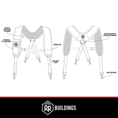 RR Buildings Suspenders for Tool Belt, Universal Size, Black