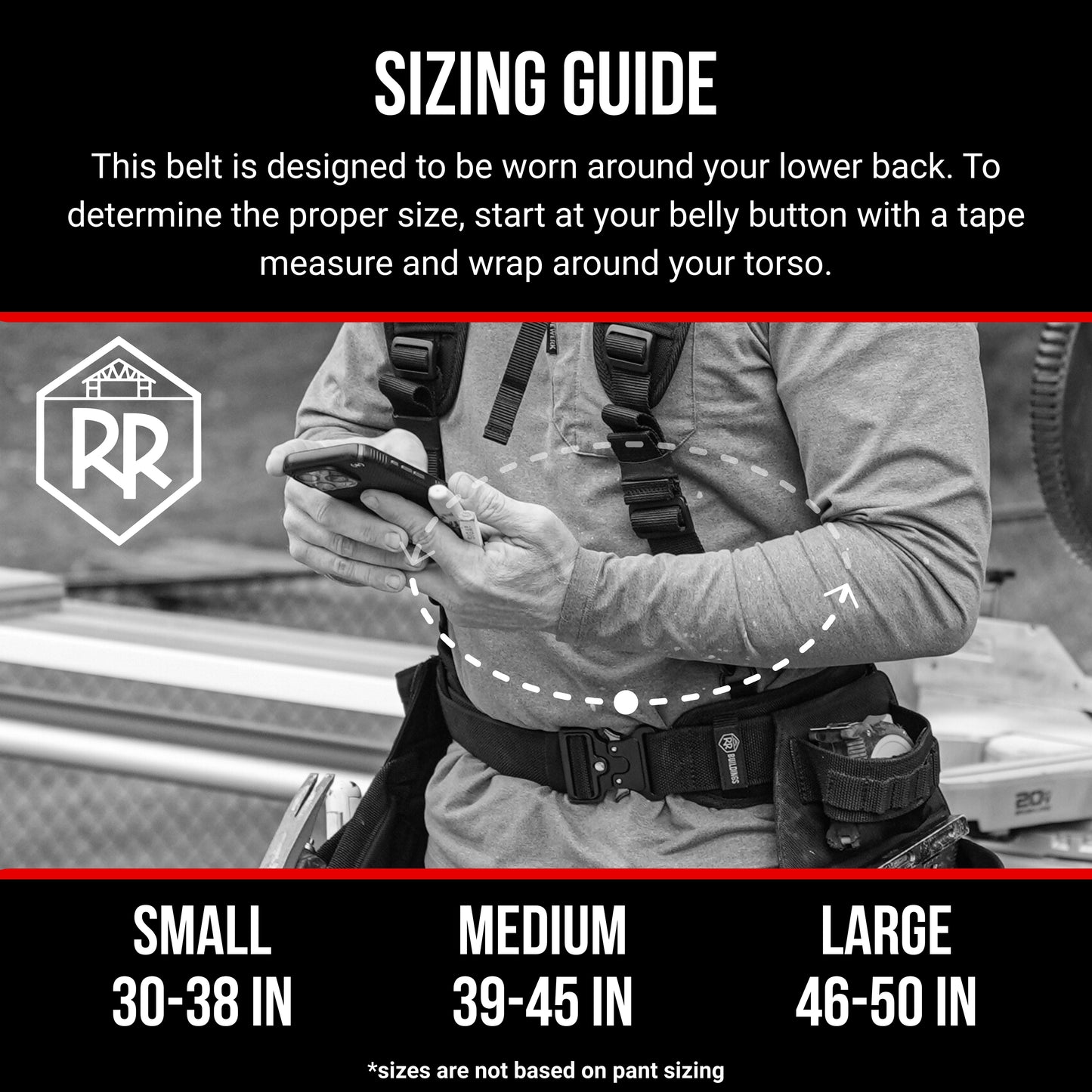 RR Buildings Tool Belt Pad, Small Size, Black